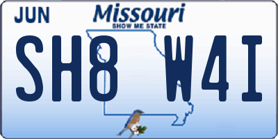 MO license plate SH8W4I