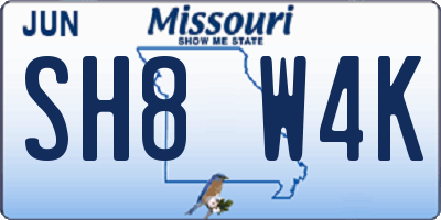 MO license plate SH8W4K
