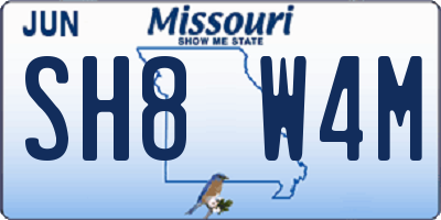 MO license plate SH8W4M