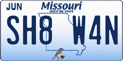 MO license plate SH8W4N