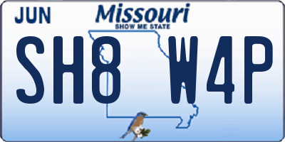 MO license plate SH8W4P