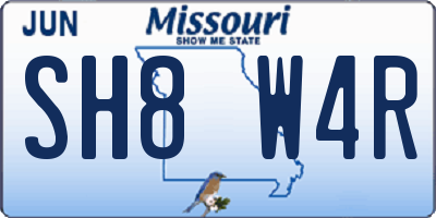 MO license plate SH8W4R