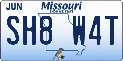 MO license plate SH8W4T