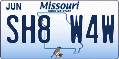 MO license plate SH8W4W