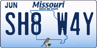 MO license plate SH8W4Y