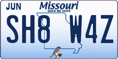 MO license plate SH8W4Z