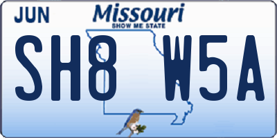 MO license plate SH8W5A