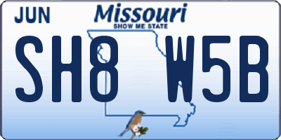 MO license plate SH8W5B