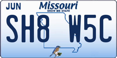 MO license plate SH8W5C