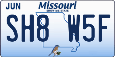 MO license plate SH8W5F