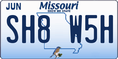 MO license plate SH8W5H