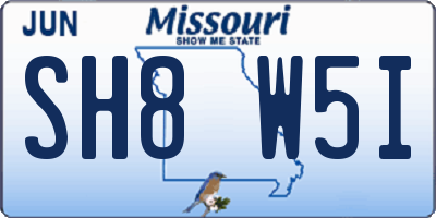 MO license plate SH8W5I