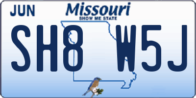 MO license plate SH8W5J