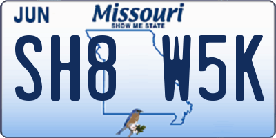 MO license plate SH8W5K