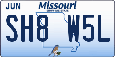 MO license plate SH8W5L