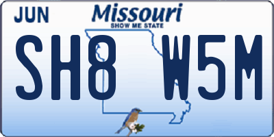 MO license plate SH8W5M