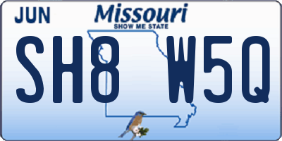 MO license plate SH8W5Q