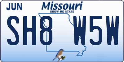 MO license plate SH8W5W