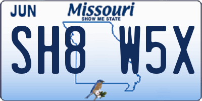 MO license plate SH8W5X