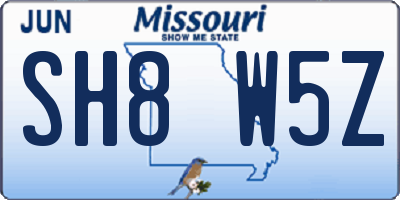 MO license plate SH8W5Z