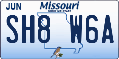 MO license plate SH8W6A