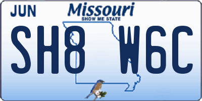 MO license plate SH8W6C