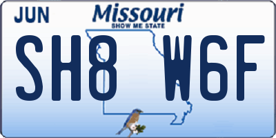 MO license plate SH8W6F