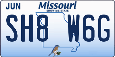 MO license plate SH8W6G