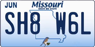 MO license plate SH8W6L