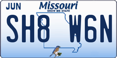 MO license plate SH8W6N