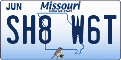 MO license plate SH8W6T