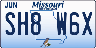 MO license plate SH8W6X