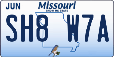 MO license plate SH8W7A