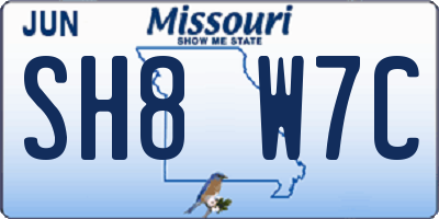 MO license plate SH8W7C