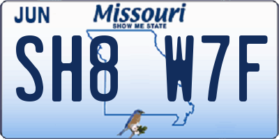 MO license plate SH8W7F