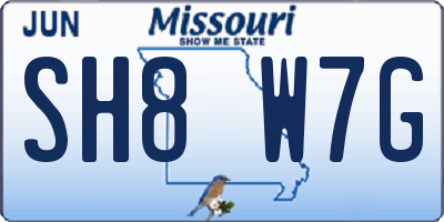 MO license plate SH8W7G