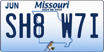 MO license plate SH8W7I