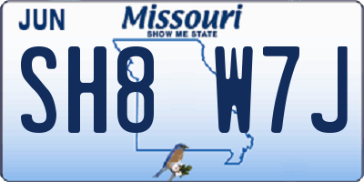 MO license plate SH8W7J