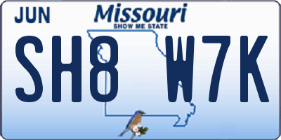 MO license plate SH8W7K