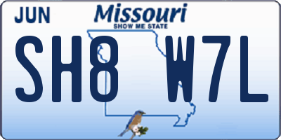 MO license plate SH8W7L