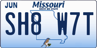 MO license plate SH8W7T