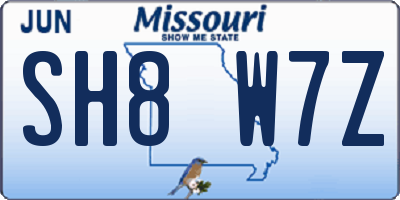 MO license plate SH8W7Z