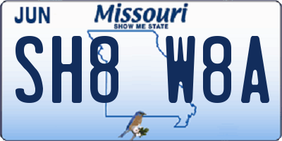 MO license plate SH8W8A