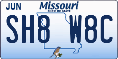 MO license plate SH8W8C
