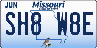 MO license plate SH8W8E