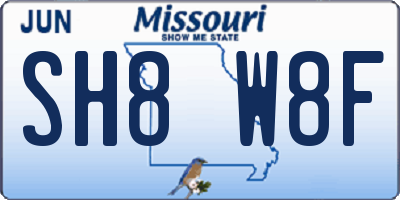 MO license plate SH8W8F