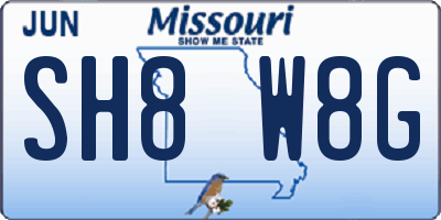 MO license plate SH8W8G