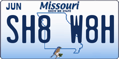 MO license plate SH8W8H