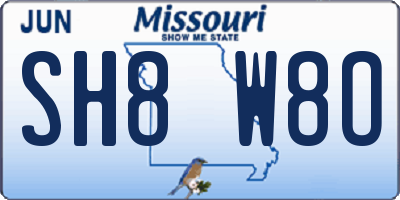 MO license plate SH8W8O