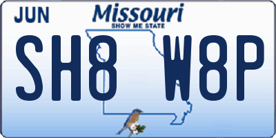 MO license plate SH8W8P